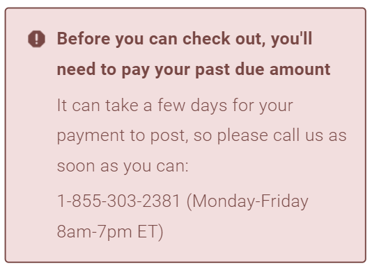 Past due blocker message